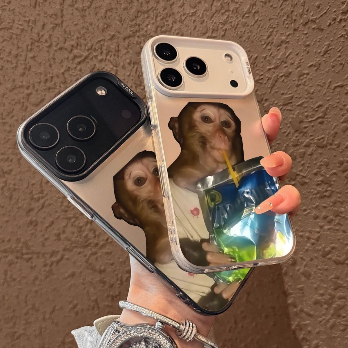 Drin king monkey Pattern Case for iPhone 17 Pro Max 17 Air 16/15/14/13/12/11 Pro Max XR XS E Plus Retro High-end Shockproof Drop Screen Protection Cute Durable PC Smartphone Cover