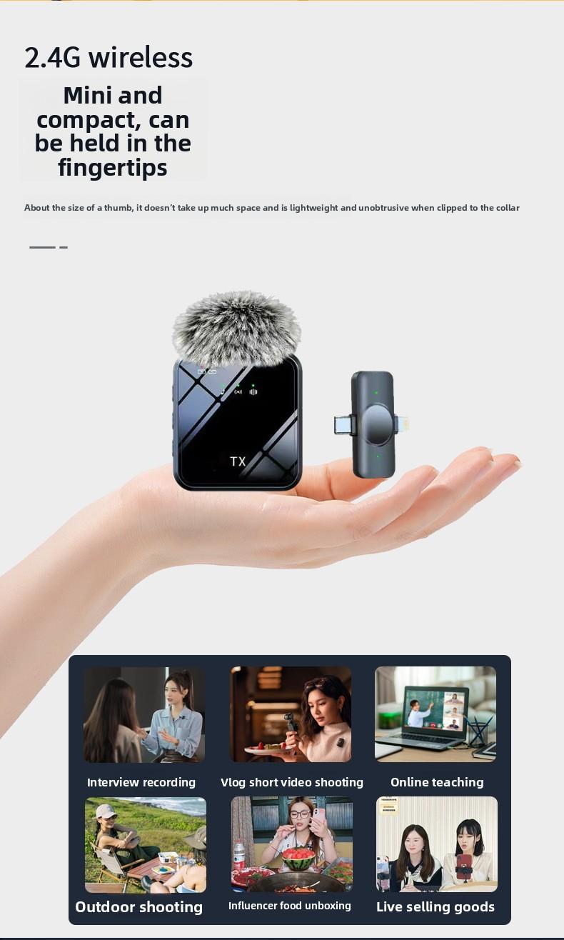 Y5 wireless noise-canceling microphone mini lapel mic for live streaming and video recording, noise-reducing compact microphone