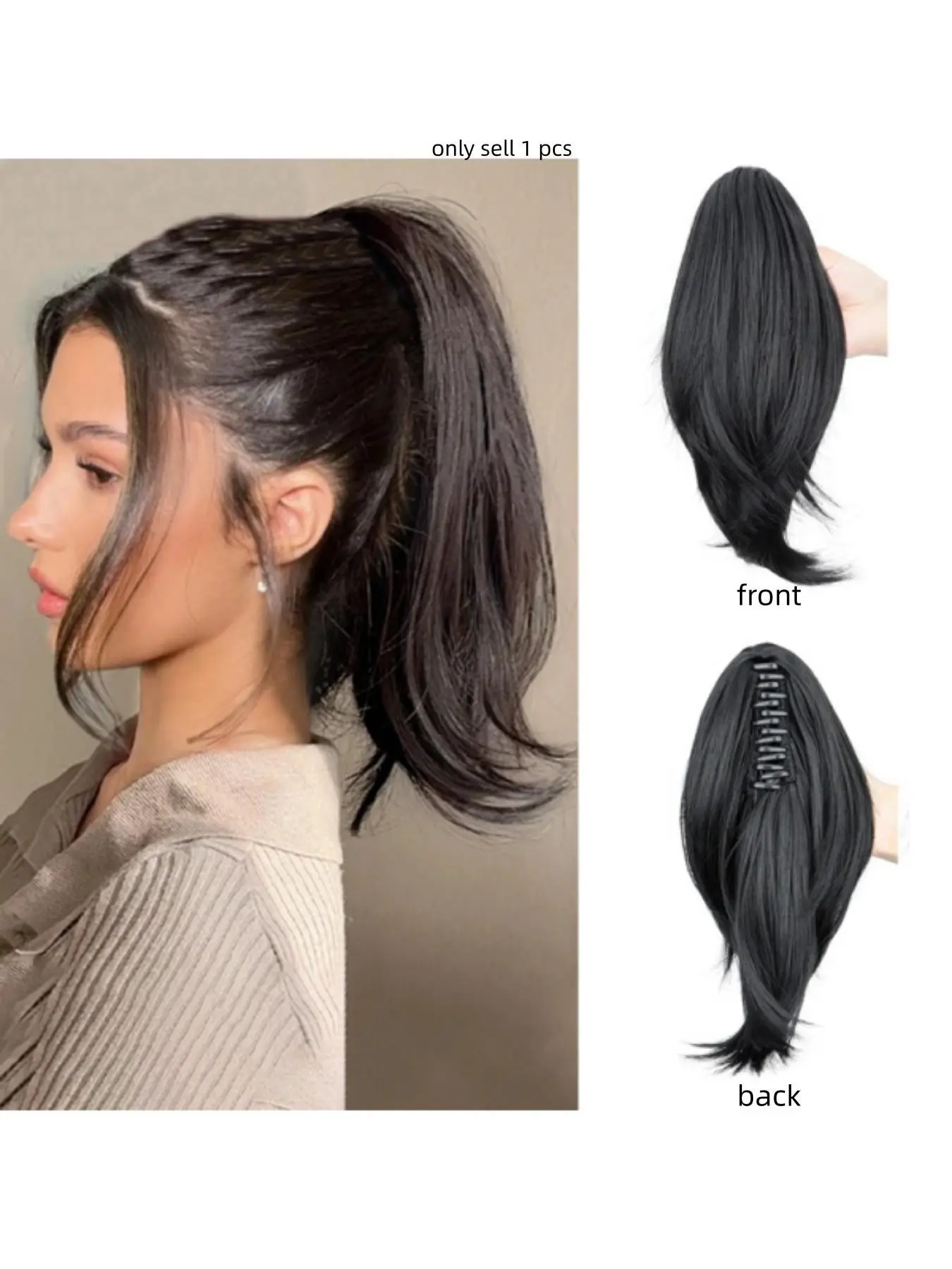 Synthetic Ponytail Hairpiece with Bun Extension Clip On Straight Curly Hair Wig Voluminous Updo Hairstyle Easy Attach Natural Style Hair Accessory for Women Daily Wear
