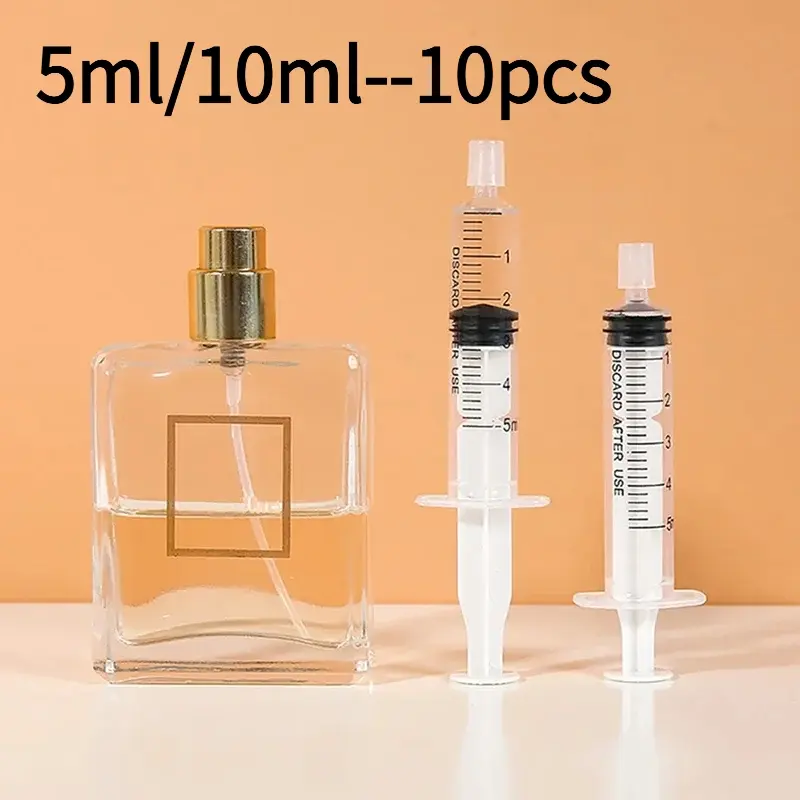 5/10ml 10 needle free high-quality material sealed syringes perfume dispensers transparent scale travel injectors 10ml plastic