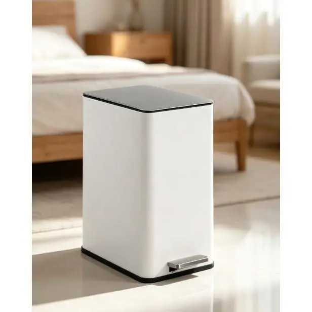GARVEE 4 Gallon Stainless Steel Step-on Garbage Bin with Soft Close Lid, Compact Slim Design, Removable Inner Bucket for Bathroom, Kitchen, Office, and Living Room Use
