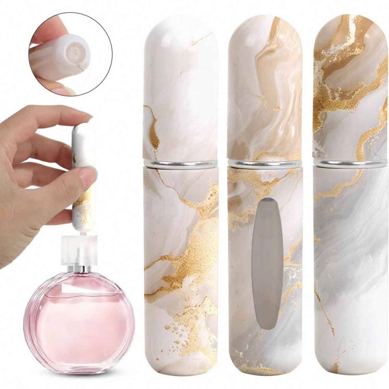 Marble Pattern Refillable Perfume Bottle, 3 Counts Portable Atomizer Bottle, Refillable Perfume Spray, Storage Bottles for Traveling and Outgoing, Makeup Cosmetic Storage