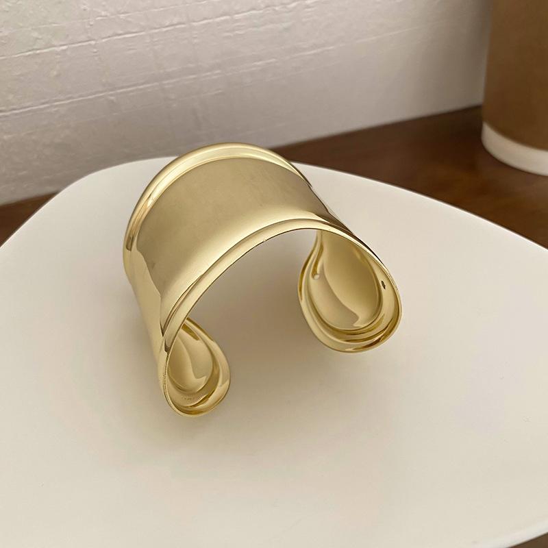 Silver Wide Cuff Bangle for Women, Minimalist Open Cuff Bracelet, Chunky Statement Jewelry for Daily Wear & Party