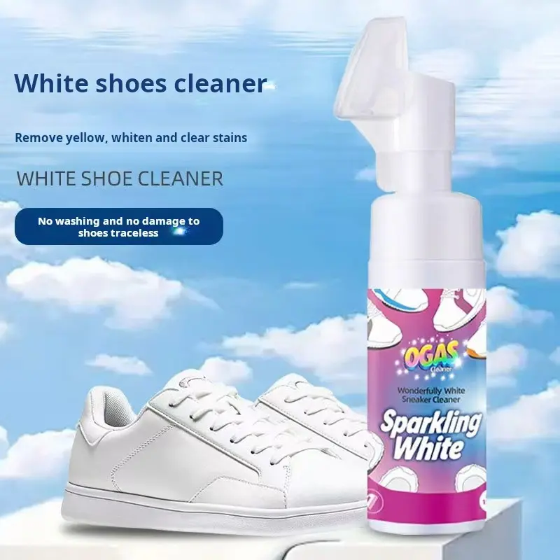Foam Type Cleaner for Sneakers, Brush Head Design, Ideal for Sports Shoes & Dry Cleaning, Effective Stain Removal Solution