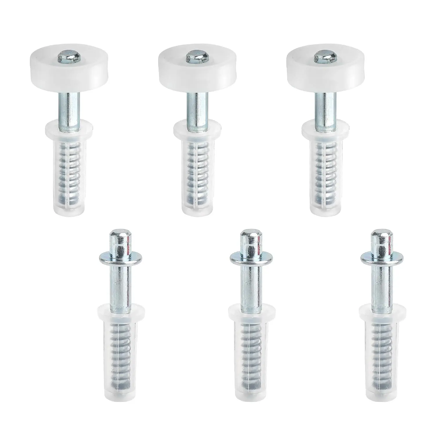 Bi-Fold Closet Door Top Pivot & Guide Wheel  Kit, Spring  Bifold Repair Hardware for Accordion, Pocket & Barn Style Doors - 6 Pack