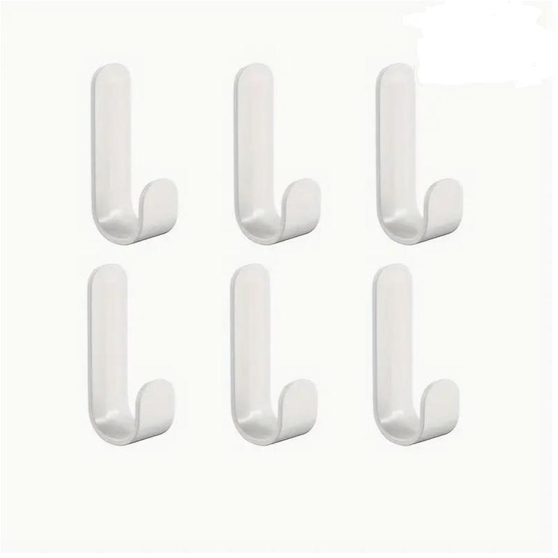 6pcs Strong Adhesive Hooks, No Drilling Required, Easy Installation, Wall Mounted Hook Set for Keys Clothes Towels Organization Home Organizer Hook