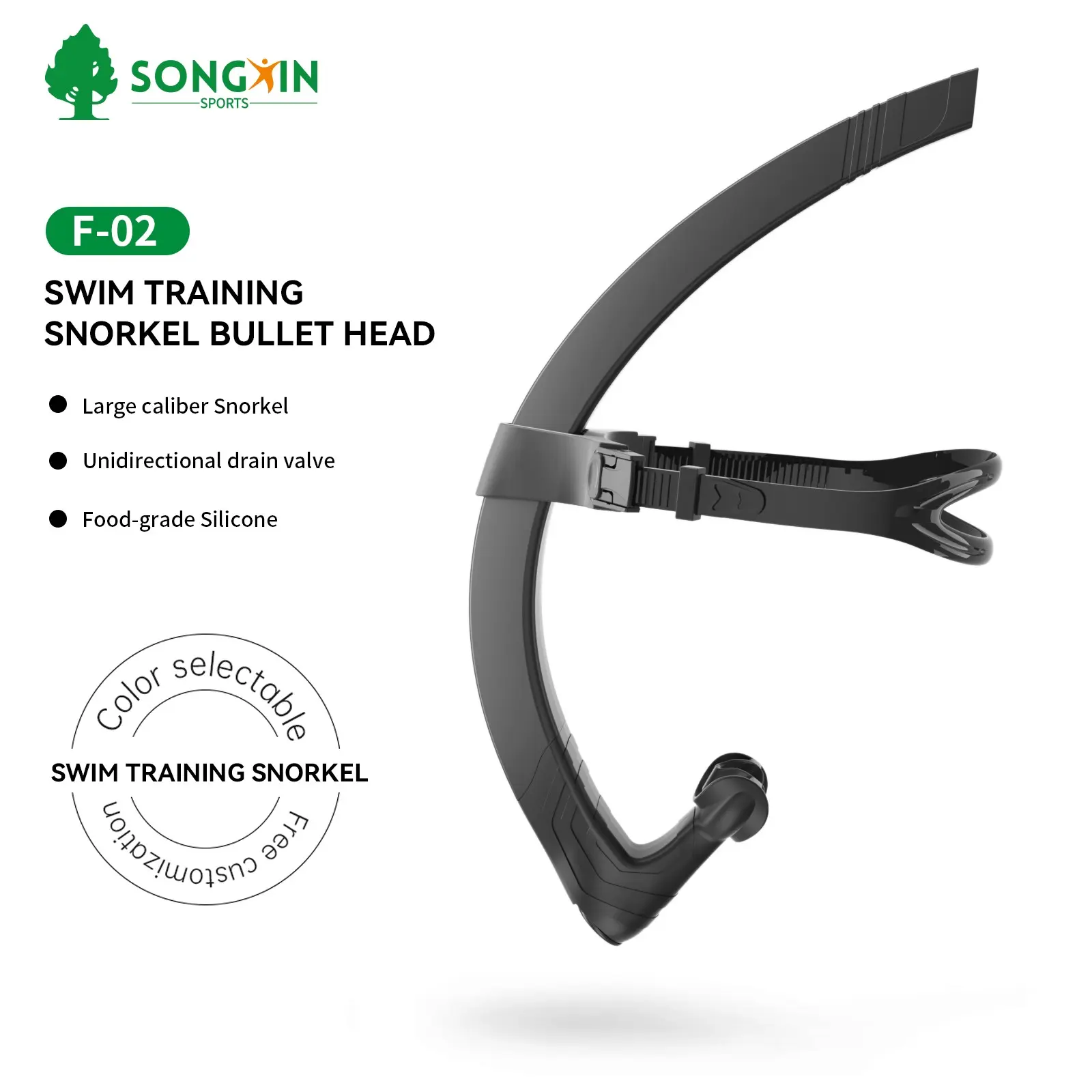 Adjustable Front Swim Snorkel for Beginners, Professional Freestyle Training, Breath Control Tube for Swimming Practice, Essential Gear