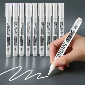 2026 New White Permanent Oil Paint Marker Pens Hand Tools Kit, Quick-Dry Waterproof Ink Markers, Multi-Count Stationery Supplies for Home School Office