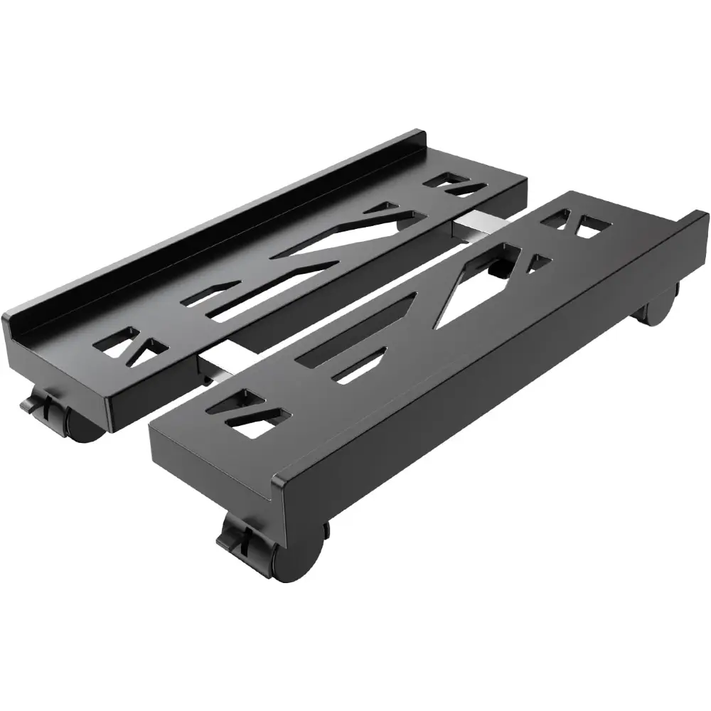 Adjustable mobile computer tower bracket and ventilated computer tower bracket with four universal wheels are suitable for most computer tower brackets, computer tower brackets under desks, and computer lifting plates for students and gamers.