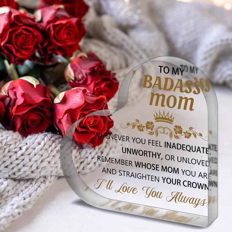 2D 1pc To My Mom Gifts - Best Gifts for Mom Acrylic Puzzle Plaque Desk Decorations for Best Friend Sister Girls Women Birthday Friendship Graduation Mothers Day Gifts Card