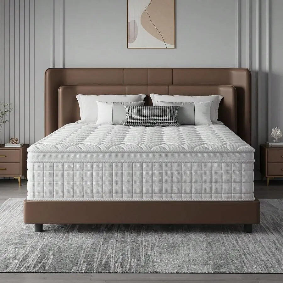 Hybrid In-a-Box Mattress - 10in,12in,14in Sizes, Twin/Full, Cotton Mesh Layer, Motion Isol., Lumbar Support, Pressure Relief, Medium Firm, Silent Sleep, Compressed Full Size Mattresses, Compressed Mattresses