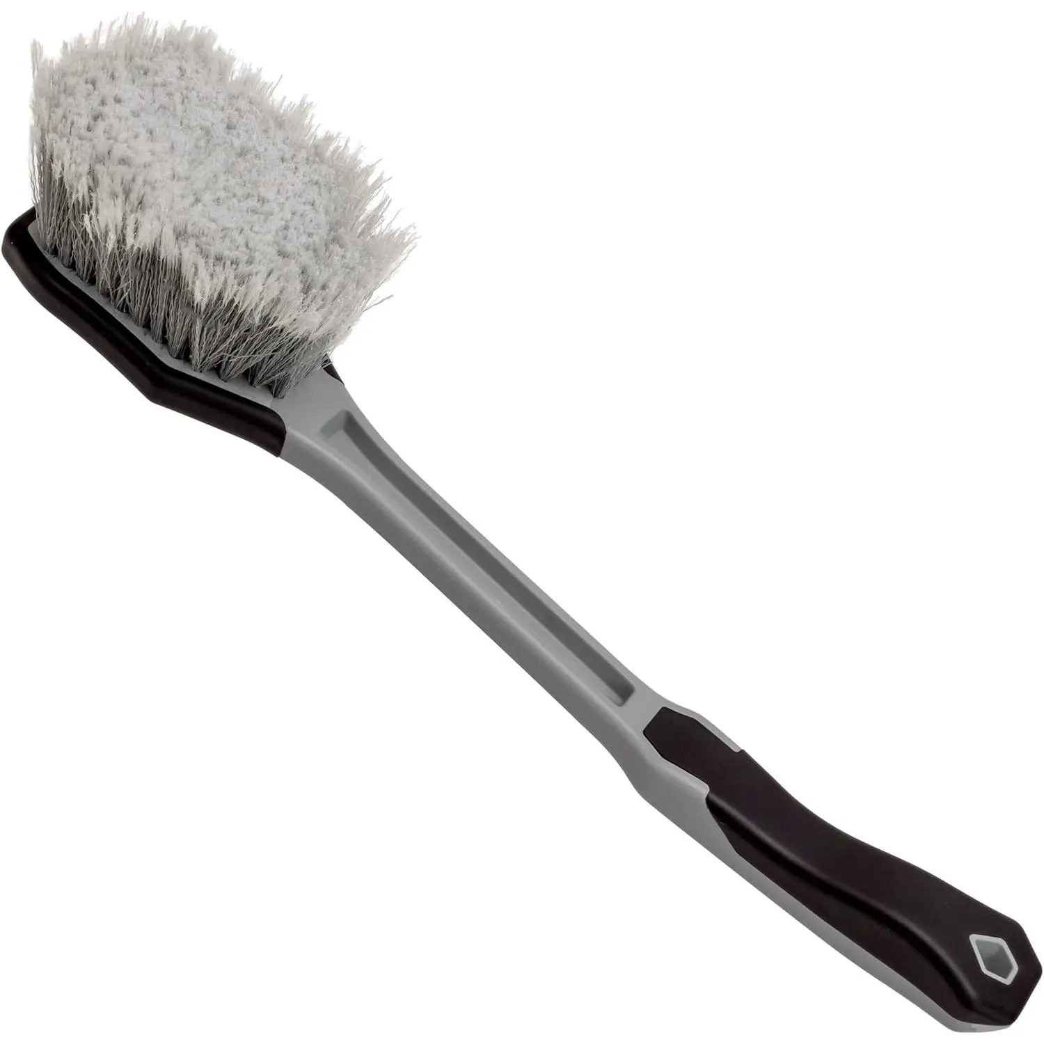 Car cleaning brush, wheel and fender brush, long-handled tire cleaning brush, used for car detailing, 16.5inch, gray/black