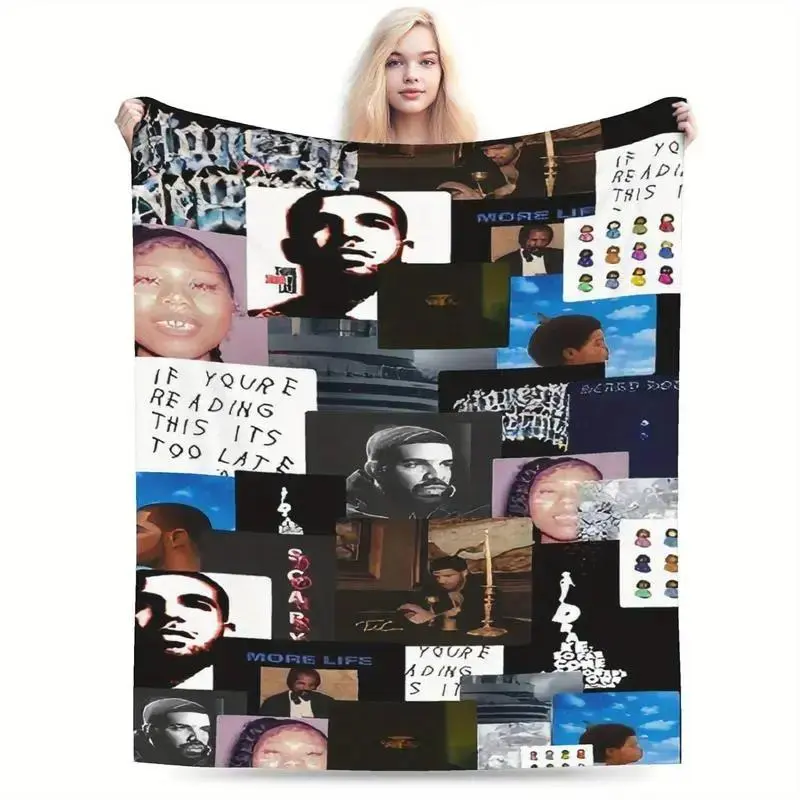 Ultra-Soft Polyester Drake Lyric-Inspired Flannel Throw Blanket - Funny Digital Printing, Warm Cozy Living Room Decor, Multipurpose Travel Shawl, Ideal Gift Accessory