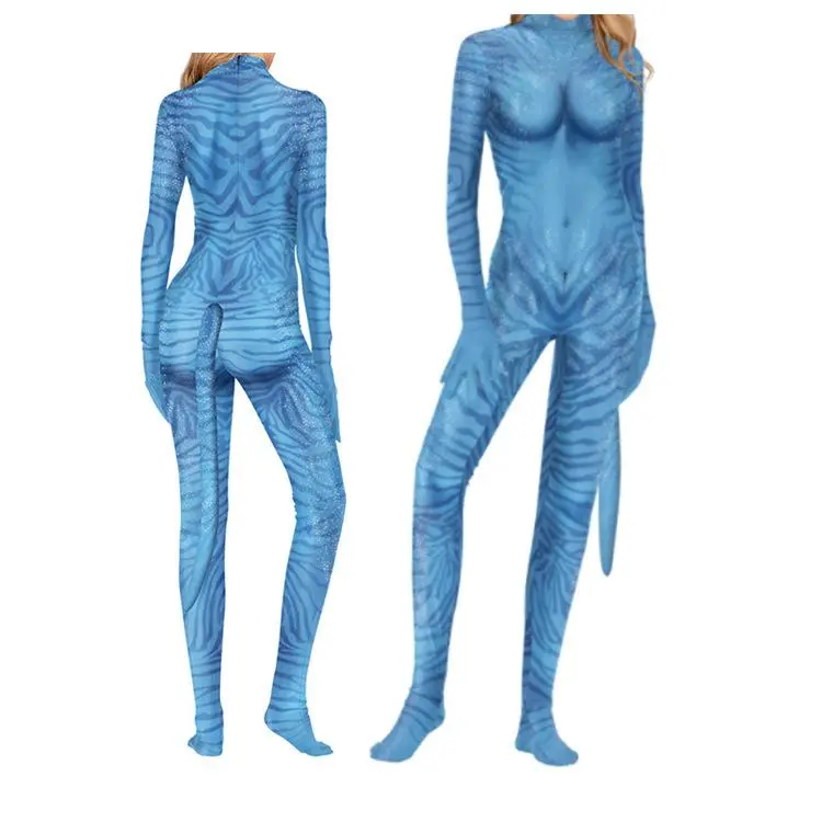 Avatar The Way of Water Cosplay Costume Tail Bodysuit Alien Halloween Birthday Theme Party Role Playing Outfit Adult Women Men