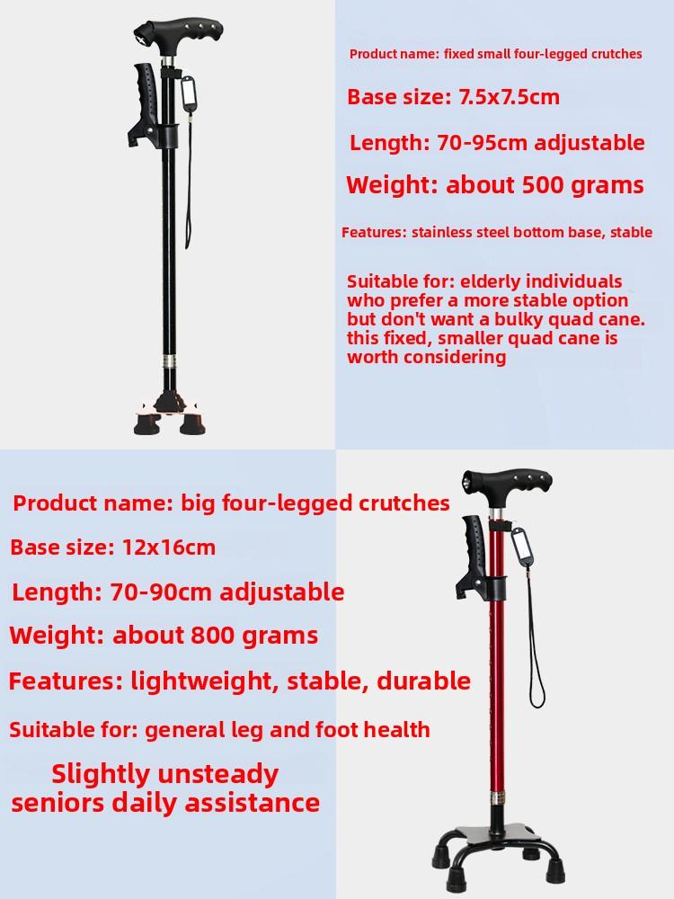 Four-legged aluminum alloy cane for the elderly, cross-border retractable lightweight universal walking aid