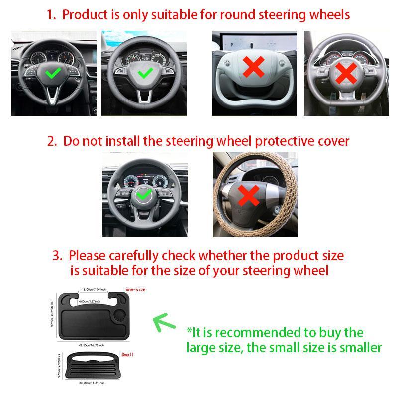 Portable Steering Wheel Dining Table, Car Laptop Computer Desk, Eat Work Drink Food Coffee Tray Board, Car Console Organizer, Car Interior Accessories
