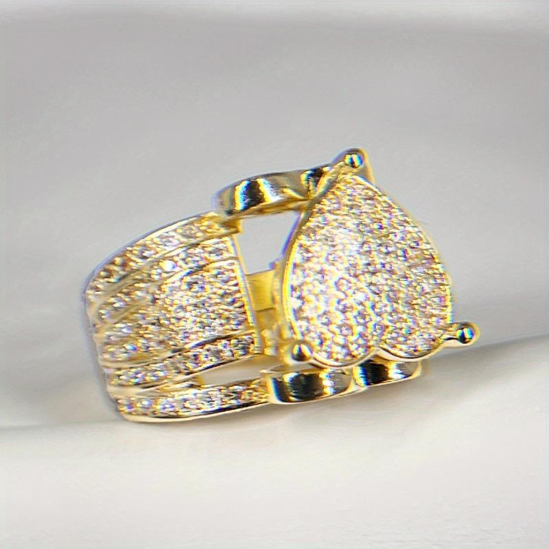 Gothic Heart-Shaped Hip-Hop Cubic Zirconia Ring Unisex Design Suitable for Wedding Engagement Anniversary Ideal Gift for Valentine's Day Mother's Day Daily Casual Fashion Jewelry