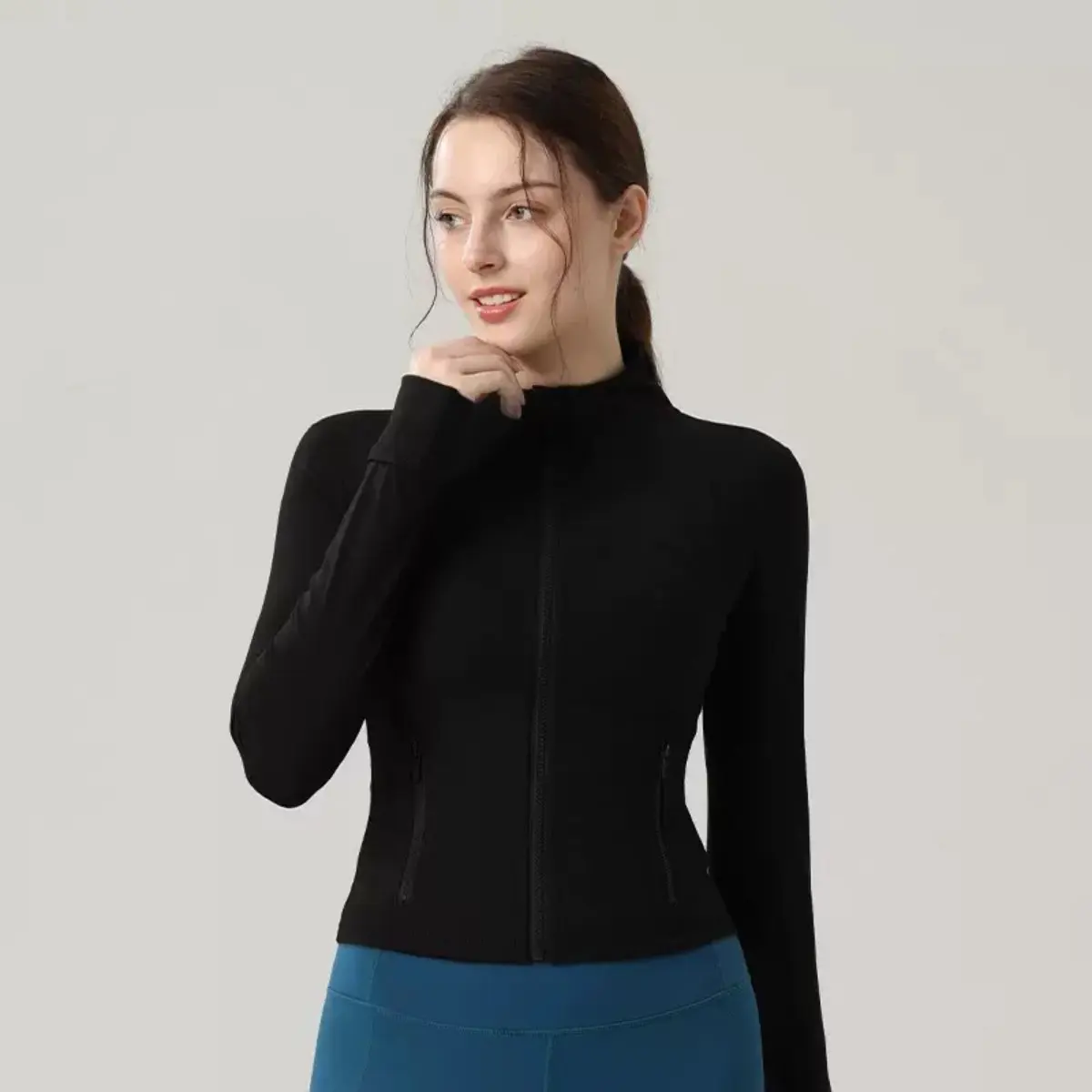 Cropped Slimming Jacket Yoga Stand Up Collar Slim Fit Quick Drying Sports Thin Design  s s
