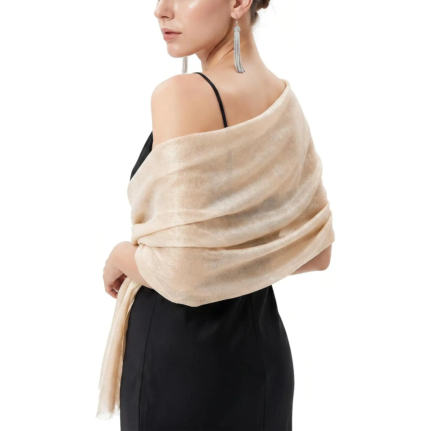 Women's Sparkling Pashmina Shawl Wraps - 31.5*74.8inch All Seasons Accessory for Wedding Evening Dresses, Formal Occasions (Mother's Day, Christmas Parties Gifts for Daughters, Bridal Moms), Banquets, Bridal Bridesmaid