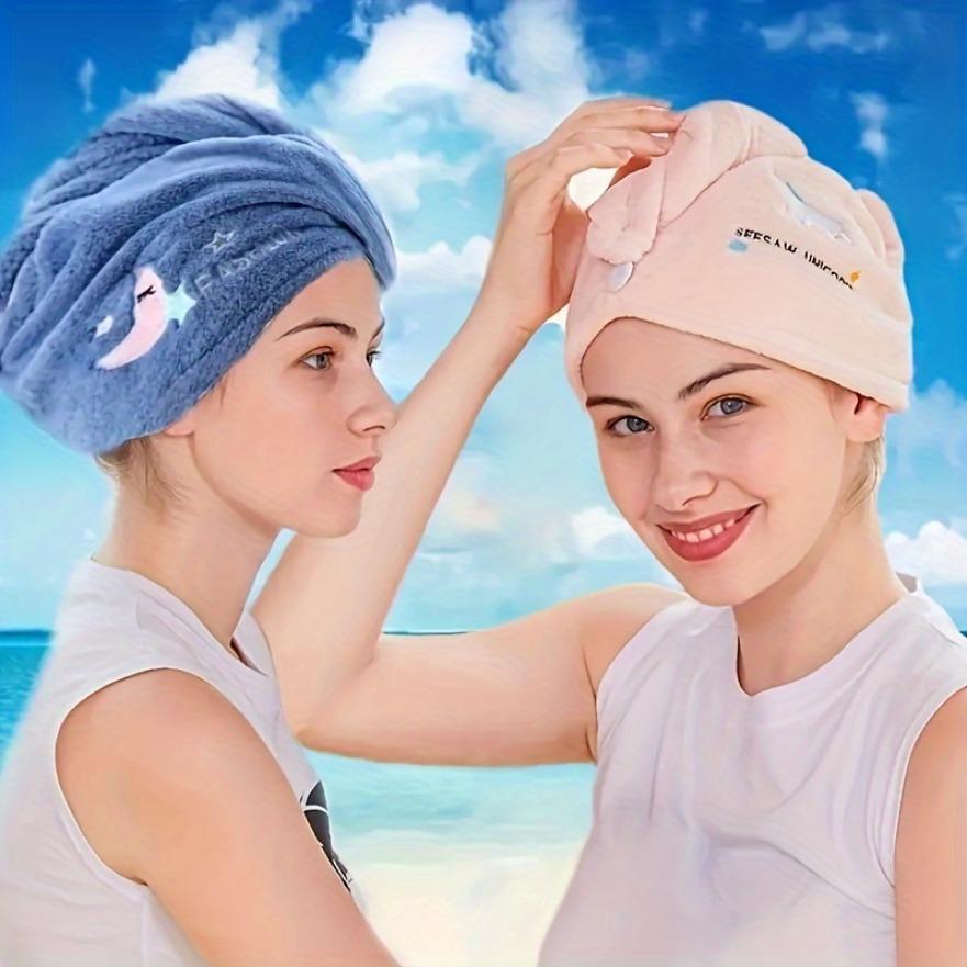 5-Pack Microfiber Hair Drying Towels, Quick-Dry Super Absorbent Hair Turban Caps with Soft Button Closure, Multiple Colors