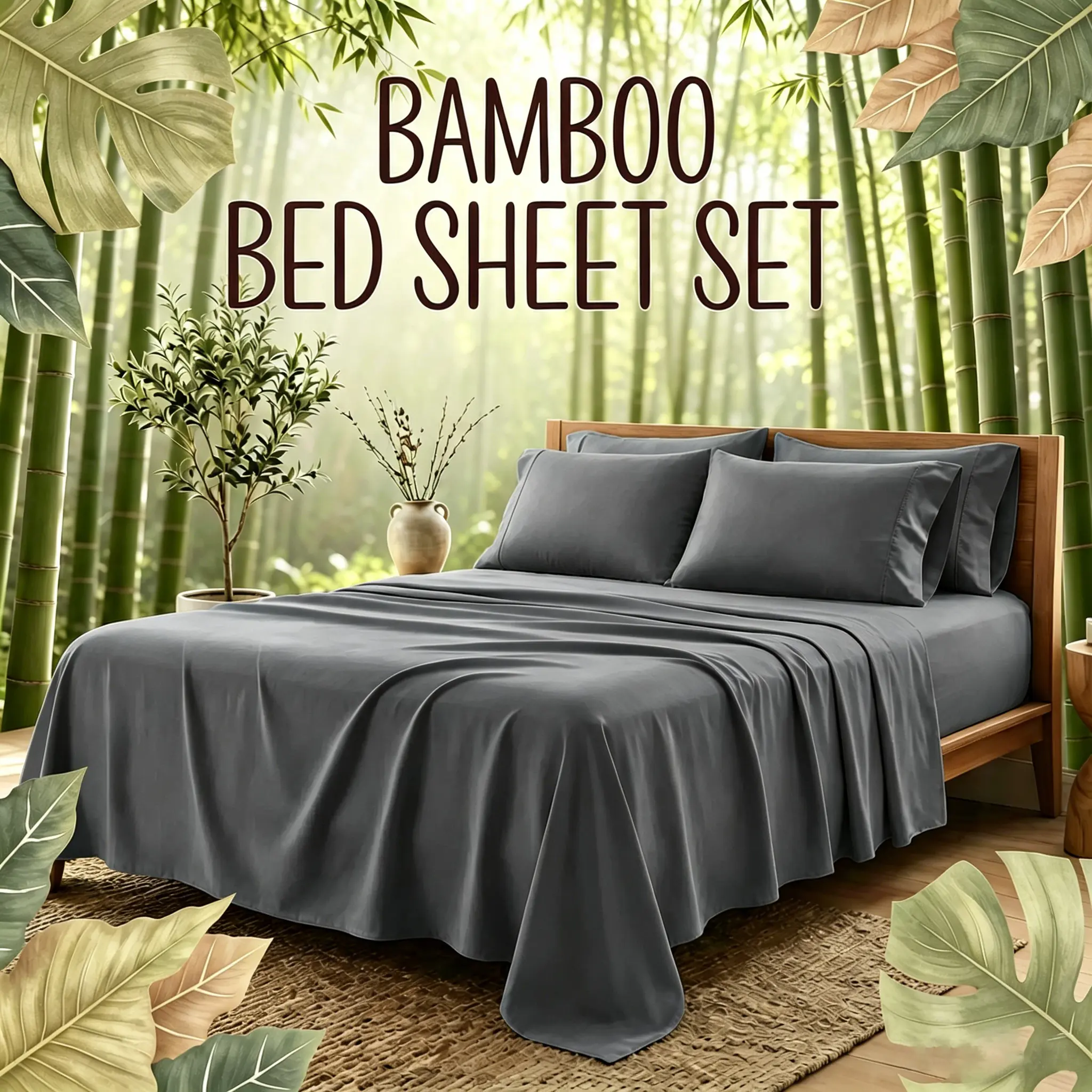 MUXHOMO Bamboo Sheets Children's Deep Pocket Bedding Set - 16-in Deep Pocket Fitted Sheet, Extreme Cooling, Ultra-Smooth Buttery Soft, Breathable, All-Night Dry, Machine Washable for Hot Sleepers, Cooling Bed Sheets