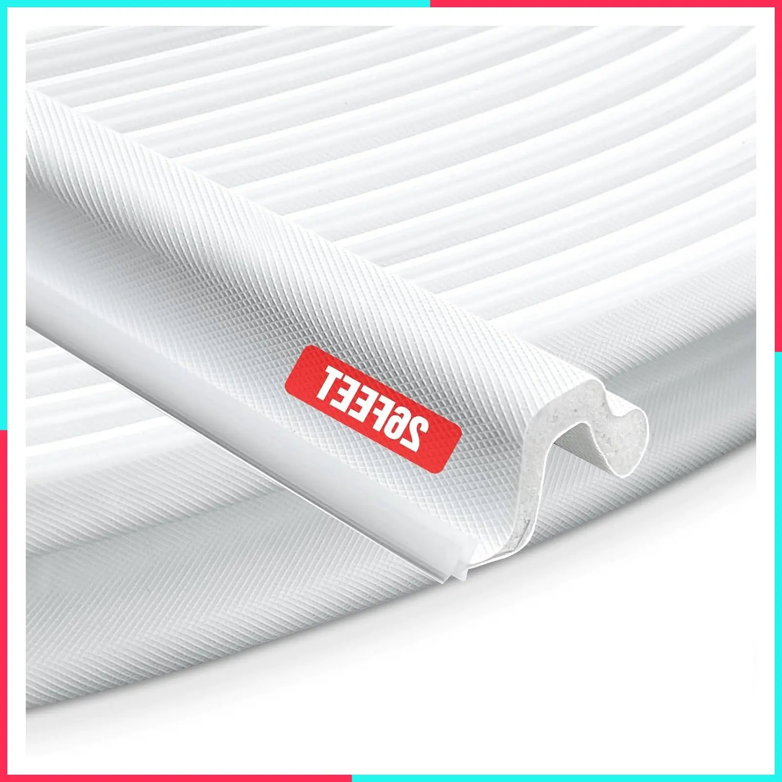 Extra Wide Kerf Door Weatherstripping Seal, V-Shaped Thickened Front Door Weather Strip for Large Gap, White Soundproof Insulation Strip 26Ft