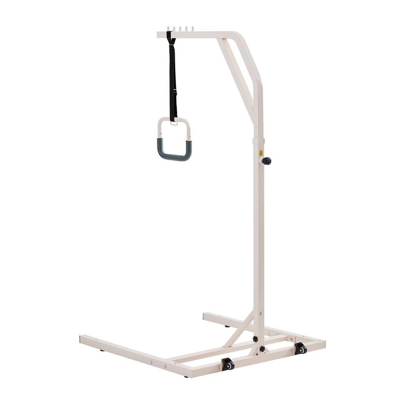 VEVOR Trapeze Bar for Bed Mobility, Height-Adjustable Free Standing Trapeze Bar with 2 Wheels, 300LBS Capacity Bed Pull Up Assist for Elderly Disabled, Ideal for Hospital, Nursing Home & Home Care
