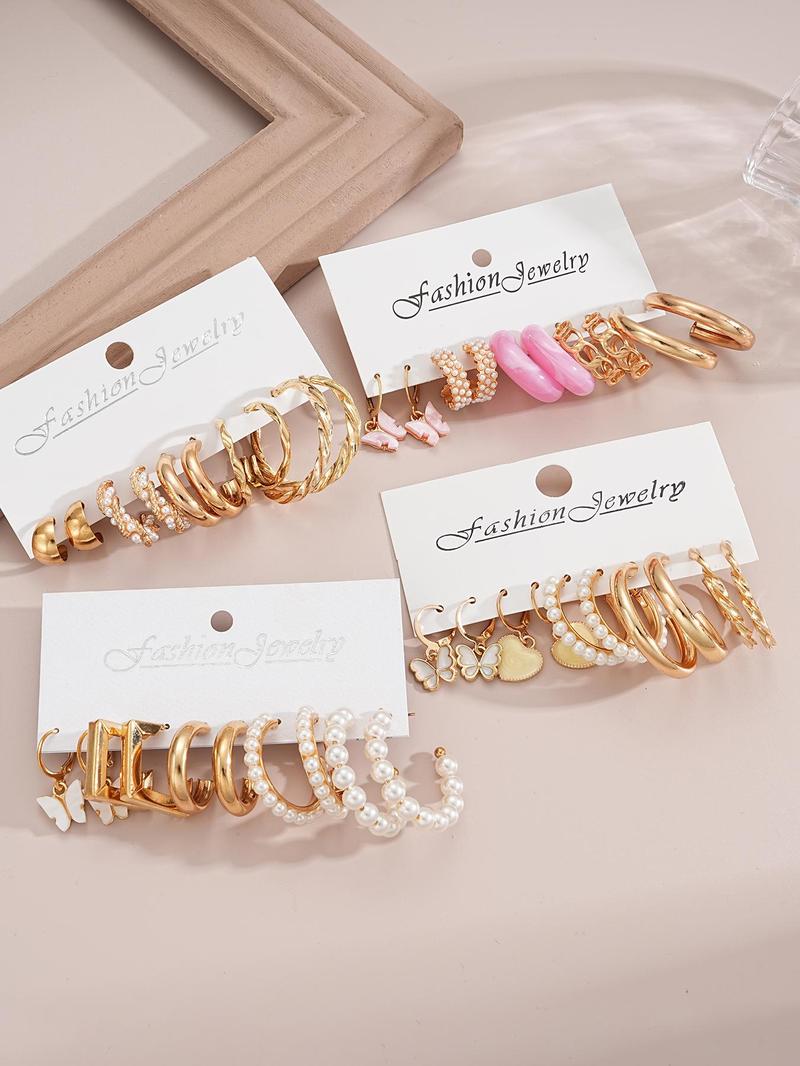 Women's Summer Elegant Butterfly & Heart Design Earrings for Gift, Daily Casual Versatile Jewelry for Holiday Fashion Accessory, Dangle Earrings