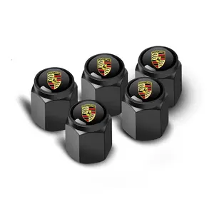 5PCS Metal Car Wheel Tire Valve Caps Air Stem Dust Cover For Porsche Panamera Macan 718 Taycan 911 Cayman Boxster 9ya 971 Auto Accessories