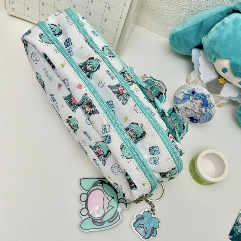 Cartoon Cute Hatsune Miku Pencil Case Pouch Pencil Pouch Large Capacity 3 Layer School Supplies Pencil Case Storage Bag Gift