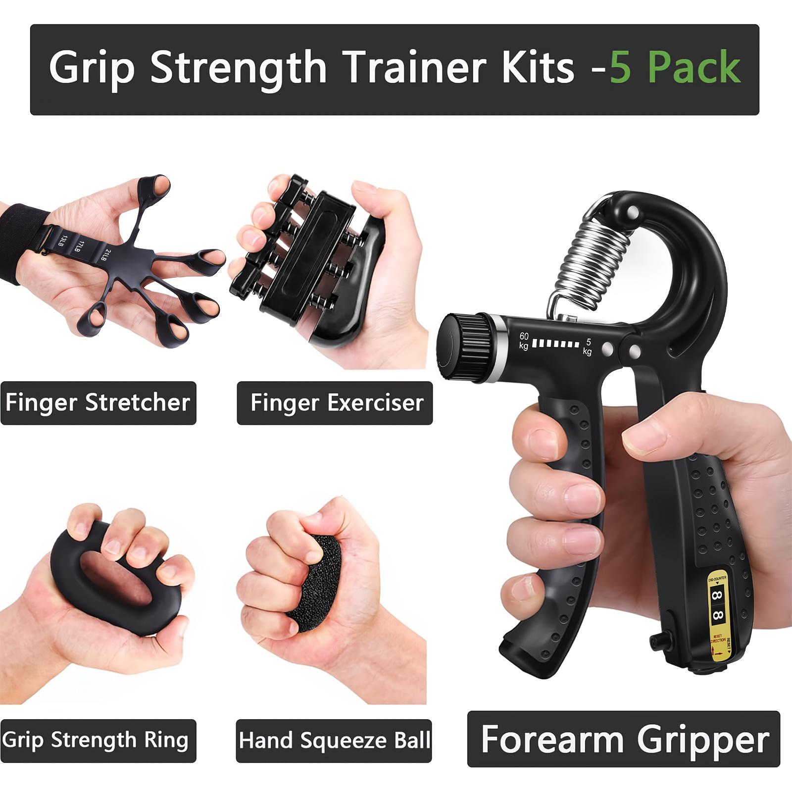 Grip Strength Trainer Kits (5 Pack), Forearm Strengthener With Adjustable Resistance, Grip Strengthener Set, Finger Strengthener, Hand Gripper Strengthener, Forearm Workout Gripper Set