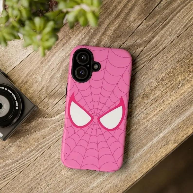 Y-Pink spider web pattern phone case,Having good protective properties,for iPhone 16 15 14 13 12 11 17Pro Max,for Samsung S25 S24 S23 S22 Ultra,Protective Cover,give her/him a gift for Christmas and Thanksgiving