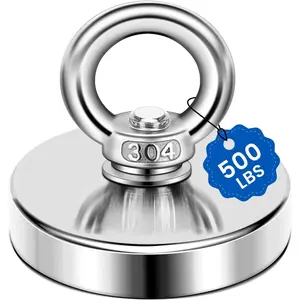 Super Strong Neodymium Fishing Magnets, 500 LBS(227 KG) Pulling Force Rare Earth Magnet with Countersunk Hole Eyebolt Diameter 2.36 in(60mm) for Retrieving in River and Magnetic Fishingfidget toys