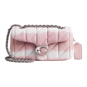 COACH Tabby 20 Crossbody Bag – Classic Logo Nappa Leather, Unisex Small Size, White and Pink