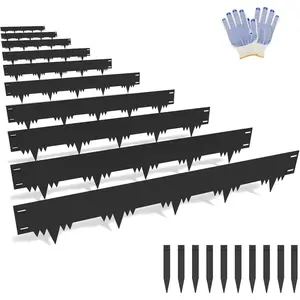 Galvanized Steel Landscape Edging Border 10 Packs 42'' L x 6.5'' H, Metal Landscape Garden Edging Border with 10 Stakes, Hammer-in Lawn Edging for Landscaping, Flower Bed, Yard, Pathway (35ft )