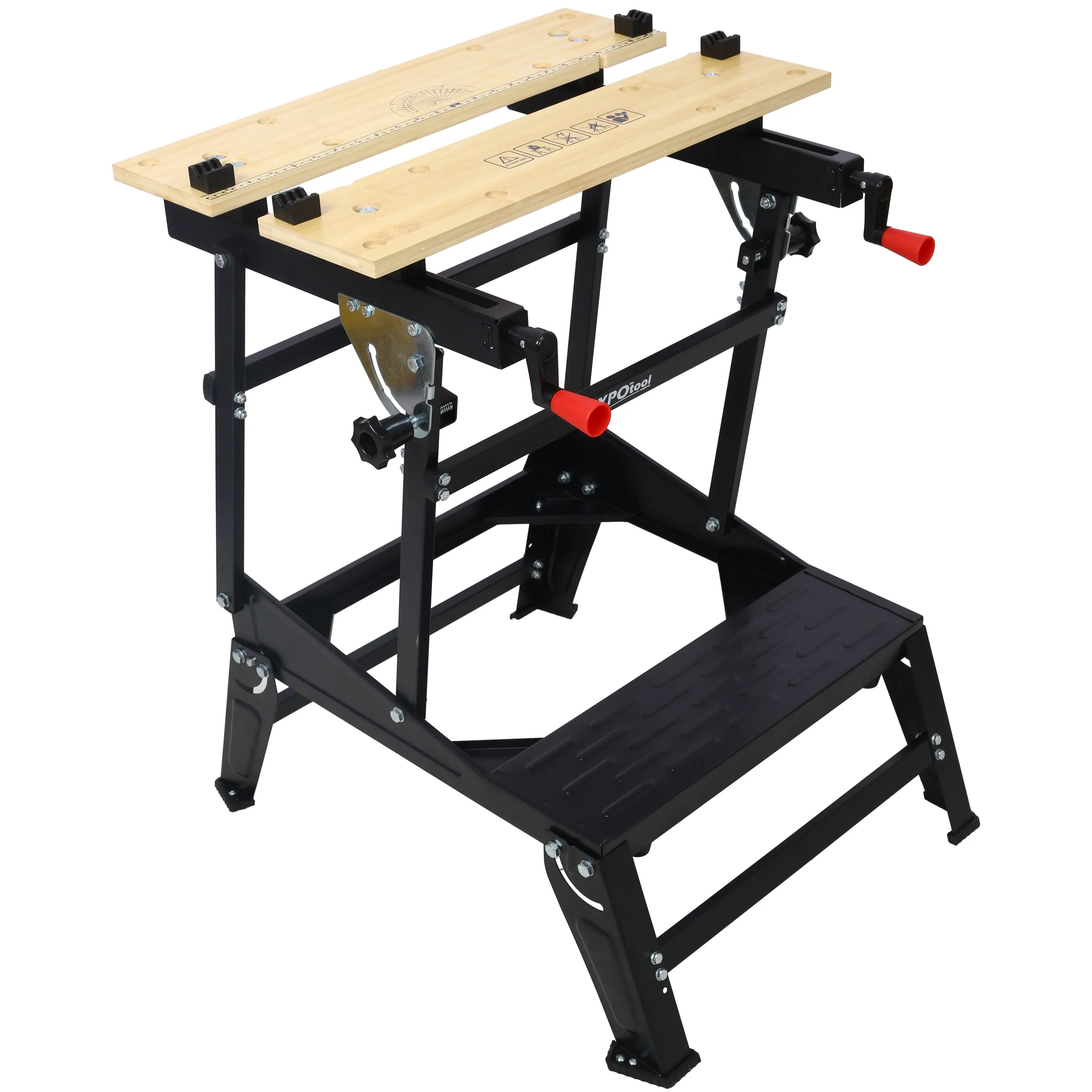 Nokaa Portable Foldable Workbench, Heavy Duty Steel Frame Holds 550 lbs, Adjustable Jaws & Vertical Clamping & 4 Rotating Pins, DIY Woodworking Carpentry Cutting Sawing Painting Workshop Table, Black, Steel Material