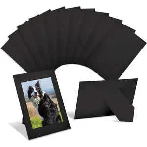 50 Pack 4 x 6 Inch Black Heavy Cardstock Paper Picture Frames, Standing Photo Frames with Easel for 4x6 Inserts