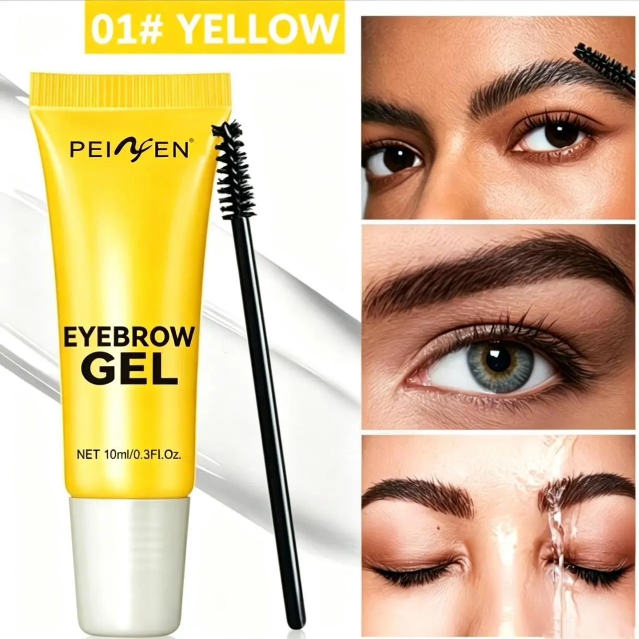 Long Lasting Strong Hold Clear Eyebrow Gel with Brush – Transparent Brow Sculpting Gel, Waterproof Smudge-Proof Formula for Fluffy Natural Brows, All Skin Types, Makeup Cosmetic Eyebrow Products Eyebrow Gels