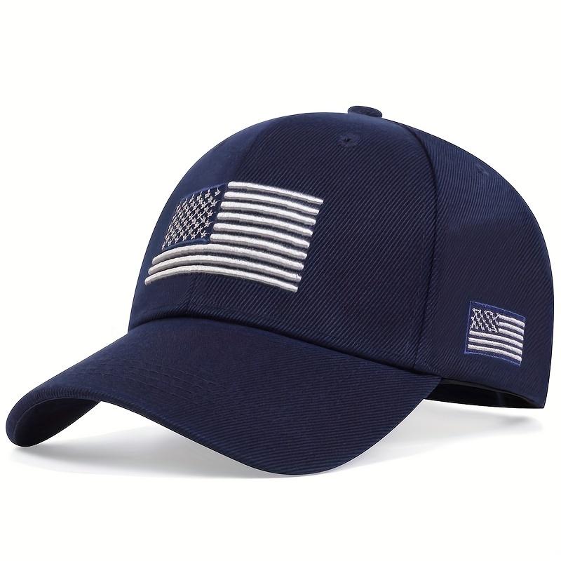 Adjustable Lightweight USA Flag Embroidery Baseball Cap Solid Color Vintage Sun Hat for Women Men Dad