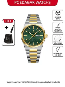 POEDAGAR Luxury Sports Men's Quartz Watch Waterproof Night Light Date Week Men's Watch Stainless Steel Fashion Men's Watch Men's Clock