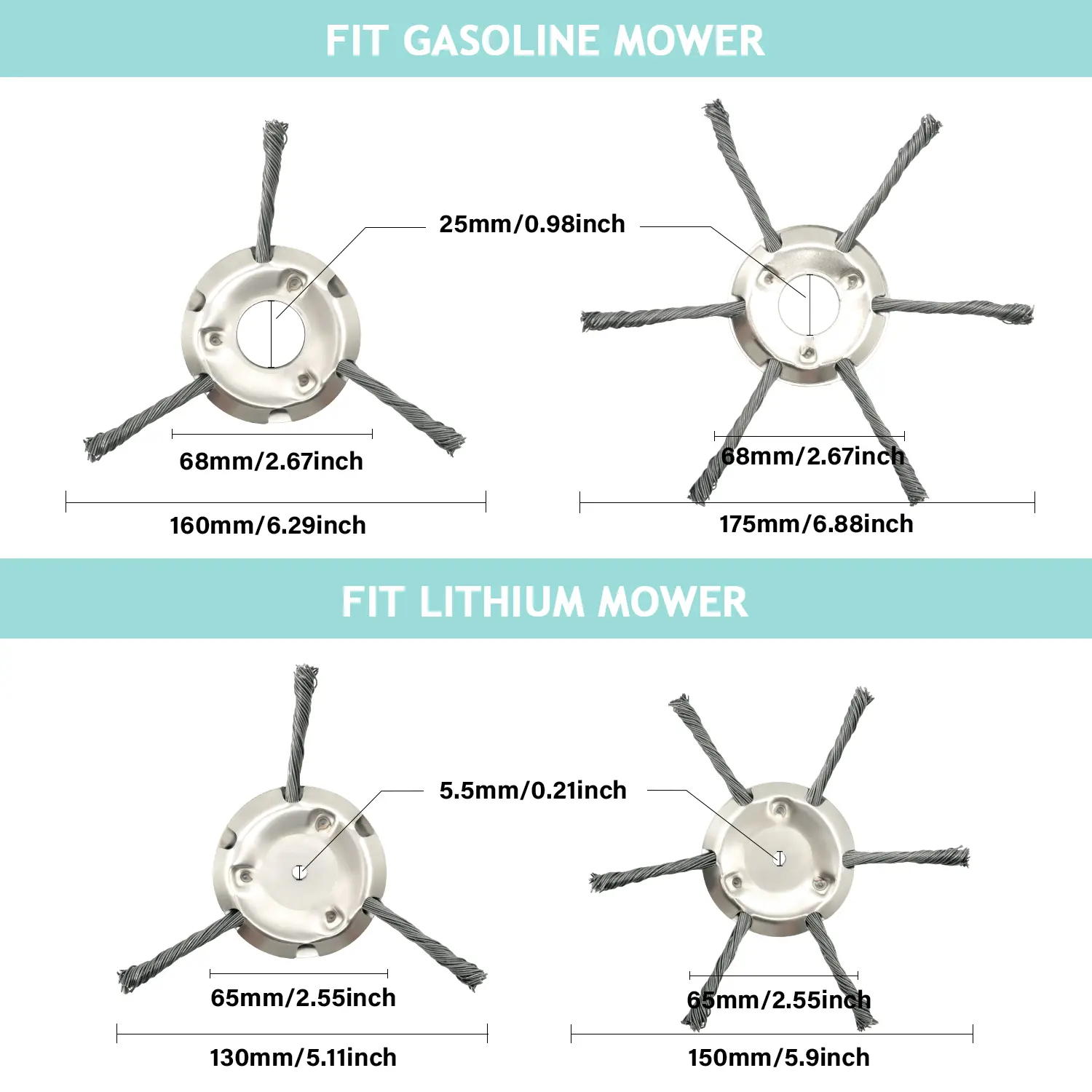 6/8/9inch Steel Wire Wheel Head Grass Trimmer Head Universal Weed Brush Fit Straight Shaft Brushcutter Removal Moss Rust 6/8/9inch Steel Wire Wheel Head Grass Trimmer Head Universal Weed Brush Fit Straight Shaft Brushcutter Removal Moss Rust