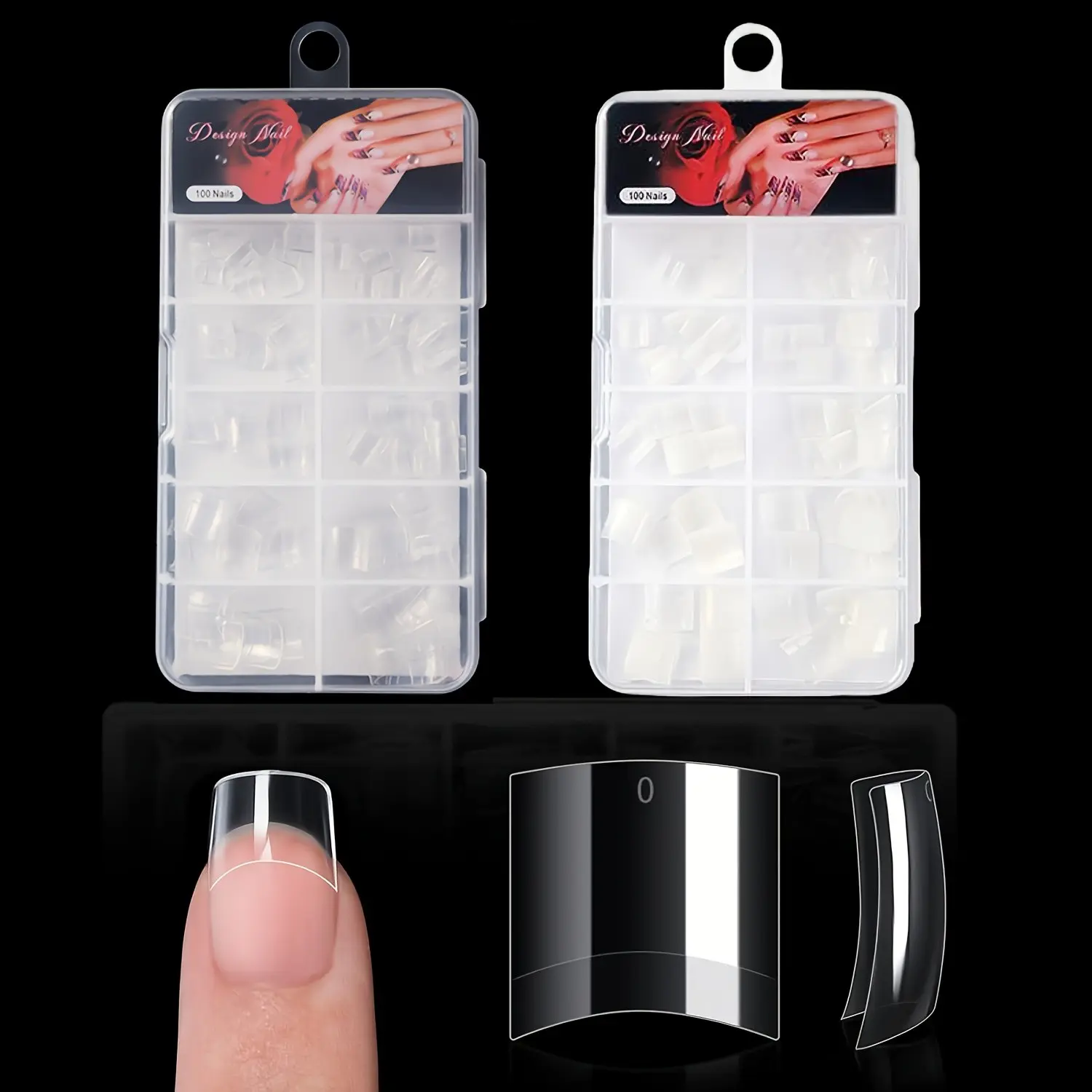 100pcs Short Nail Tips for Acrylic Nails, Clear False Short Artificial Tips, Fake Nails Extensions, Manicure Supplies with Box, Perfect for DIY Nail Art