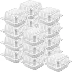 100 Count 5 x 5 inch Clear Plastic Hinged Take Out Containers Clamshell Takeout Tray Food Clamshell Containers for Dessert, Cakes, Cookies, Salads, Pasta, Sandwiches
