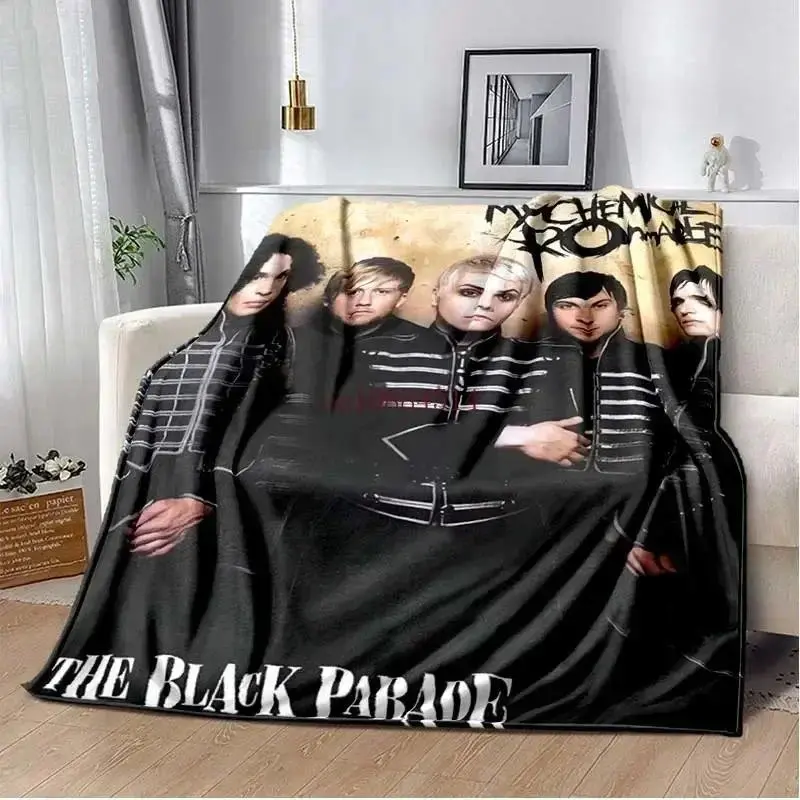 My Chemical Romance Band Art Flannel Throw Blanket - Kids' Baby-Soft Polyester Fabric, All-Season Print, Portable Foldable, for Bedroom Sofa, Birthday Gift for Rock Fans, Matches Bedding Accessories, Holiday