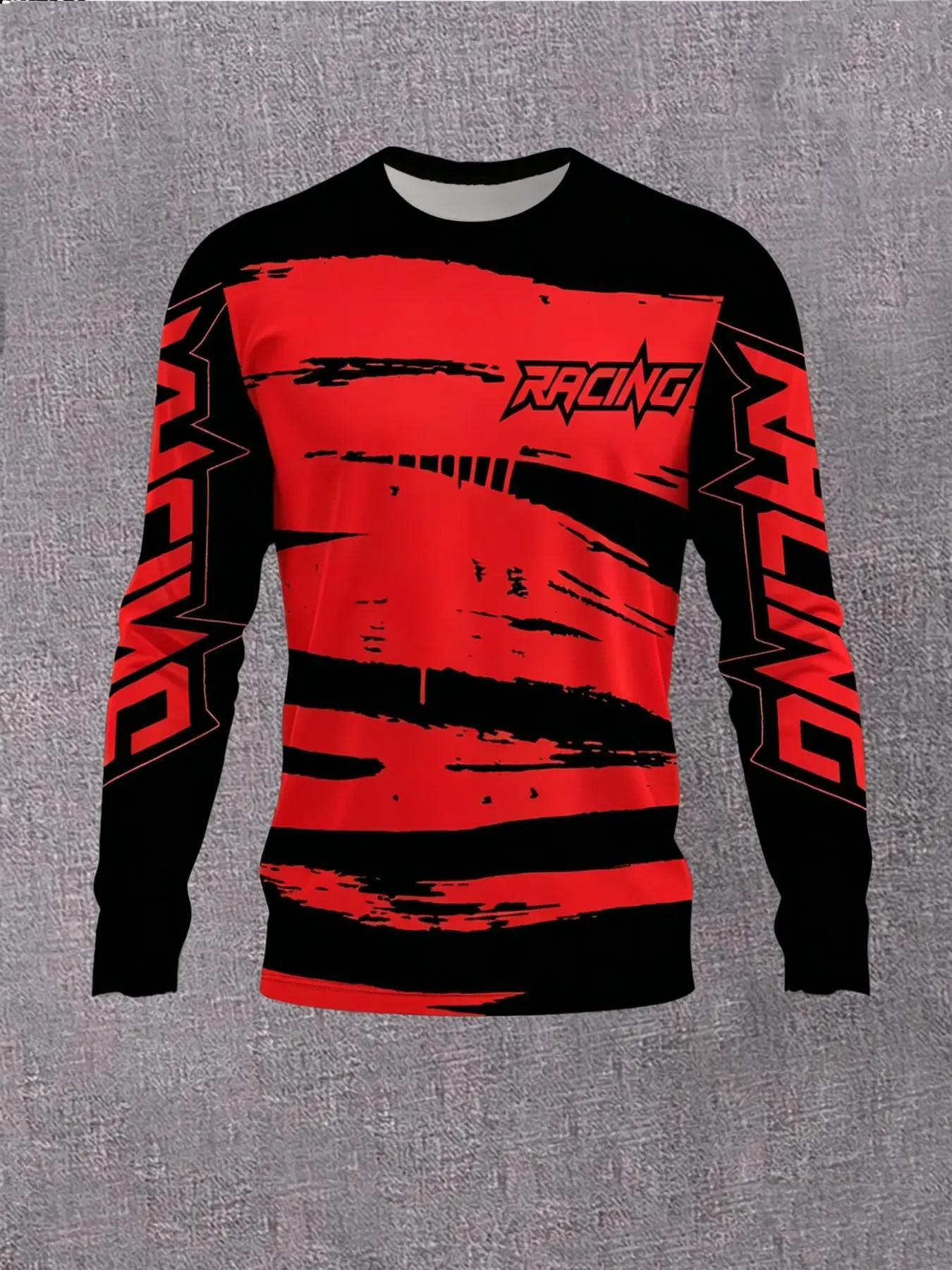 Mens Outdoor Long Sleeve Bike Activity Tops, Lightweight Sweat Wicking Long Tees, Graffiti Brush Print Casual Sport Shirts, Relaxed Fit Cycling Tops, Cycling Sports Wear, Black Green Multi Color For Dirt Bike Daily Outdoor Activities