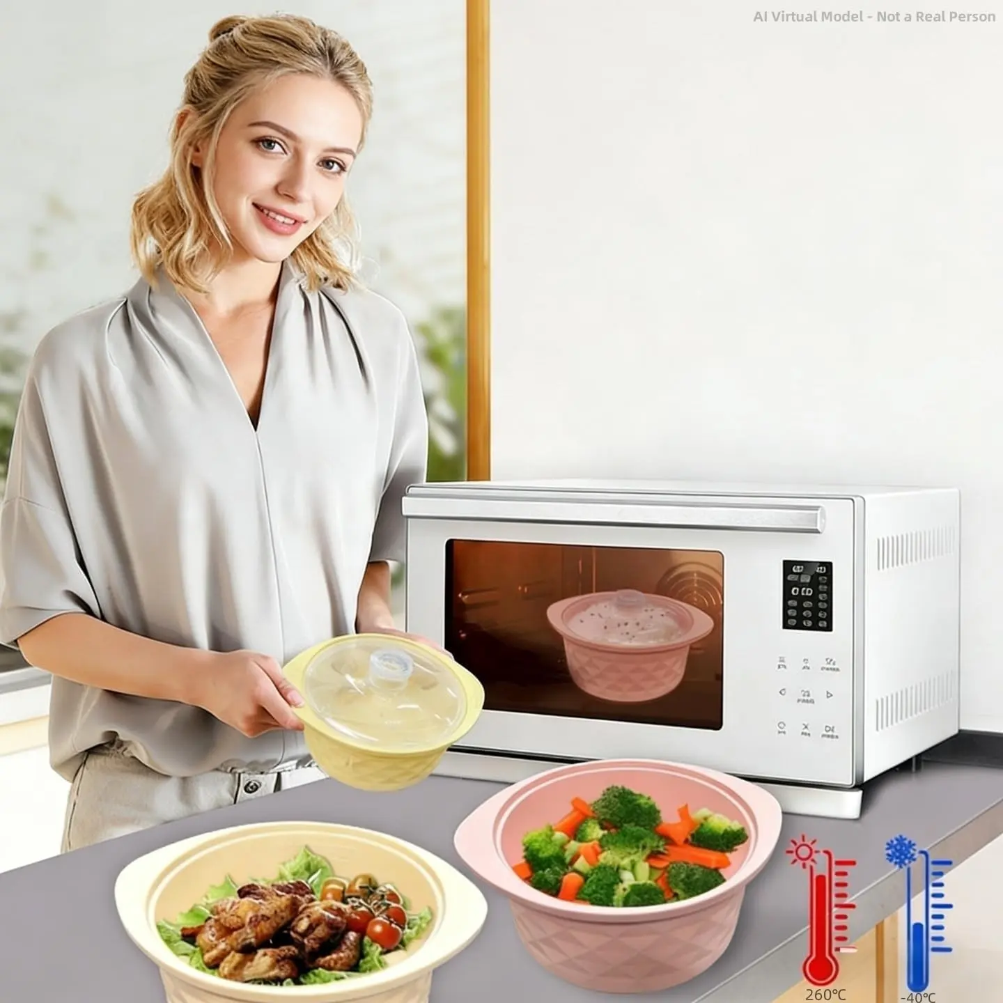 30oz Microwave Silicone Steamer, Oven & Dishwasher Safe to 482°F, Easy Clean, Microwave Pot with Handle & Lid, Korea Design 100% Food Grade Steamer Bowl (900ml)