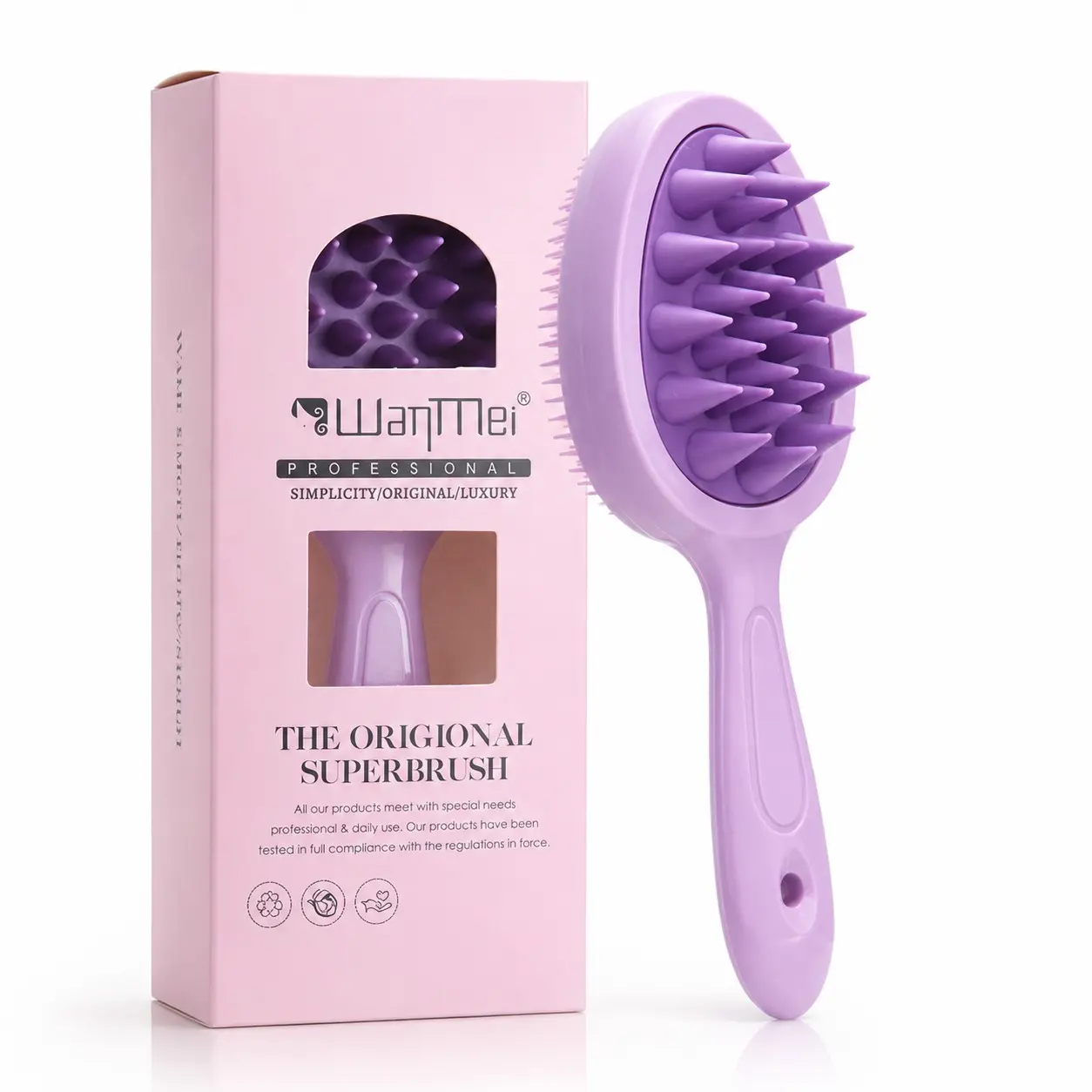 Double Sided Shampoo Brush & Scalp Massager, Wheat Straw Wet and Dry Detangling Hair Brush with Soft Silicone Scalp Scrubber, 2-in-1 Shower Hair Care Brush for Smoothing, Cleaning, Scalp Massage, for Women & Men, Detangler Brush