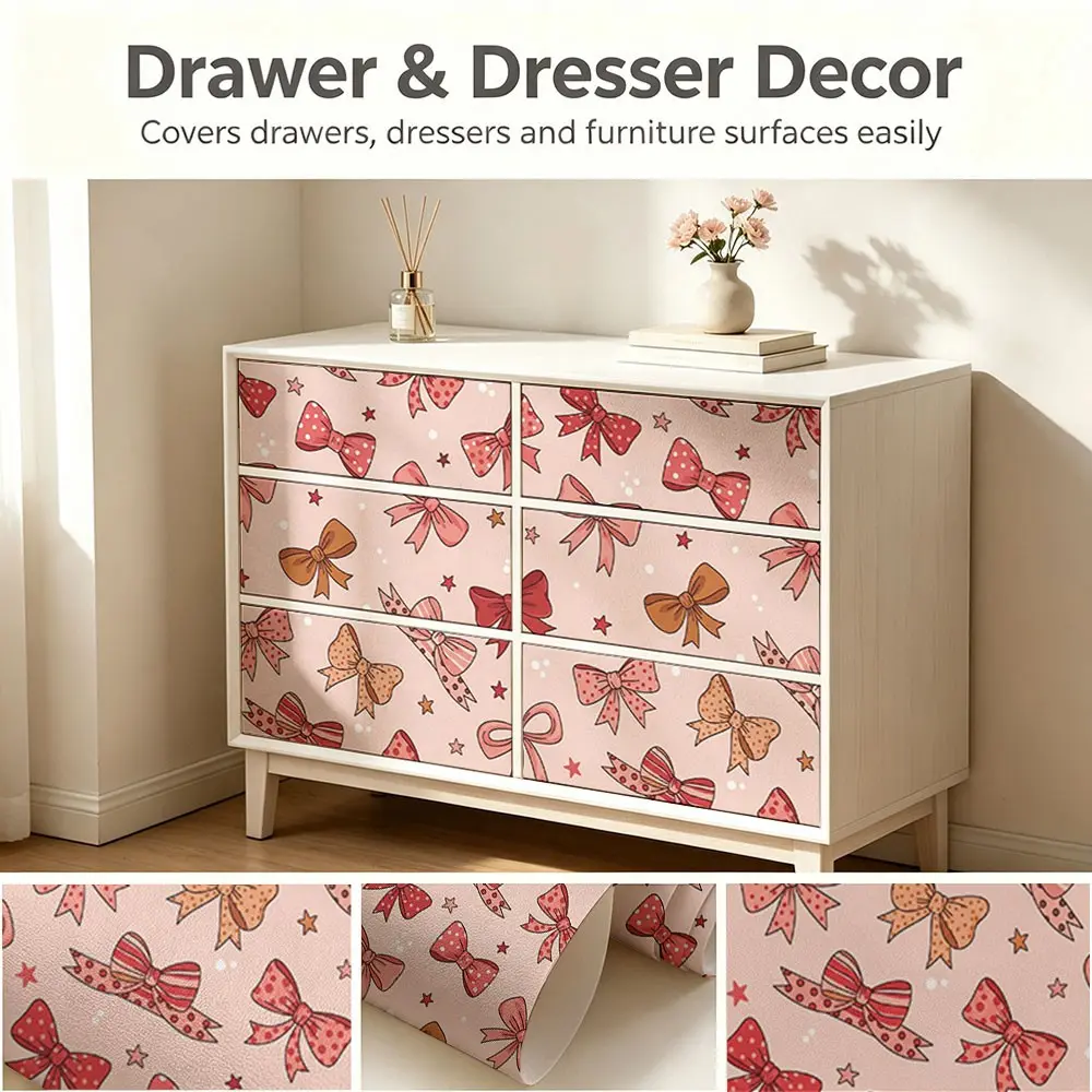 Bow Pattern Wallpaper, Moisture-Proof PVC, Self-Adhesive, Ideal for Living Room, Kitchen, Bedroom, Large Area Wall Decoration
