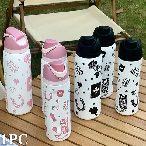 Magic Poker Theme Stainless Steel Insulated Cup, Dual-Layer Thermal Mug, Travel Cup, Outdoor Sports, Gift Idea, Vacuum Insulated Drinkware, Travel Mugs Insulated For Hot And Cold