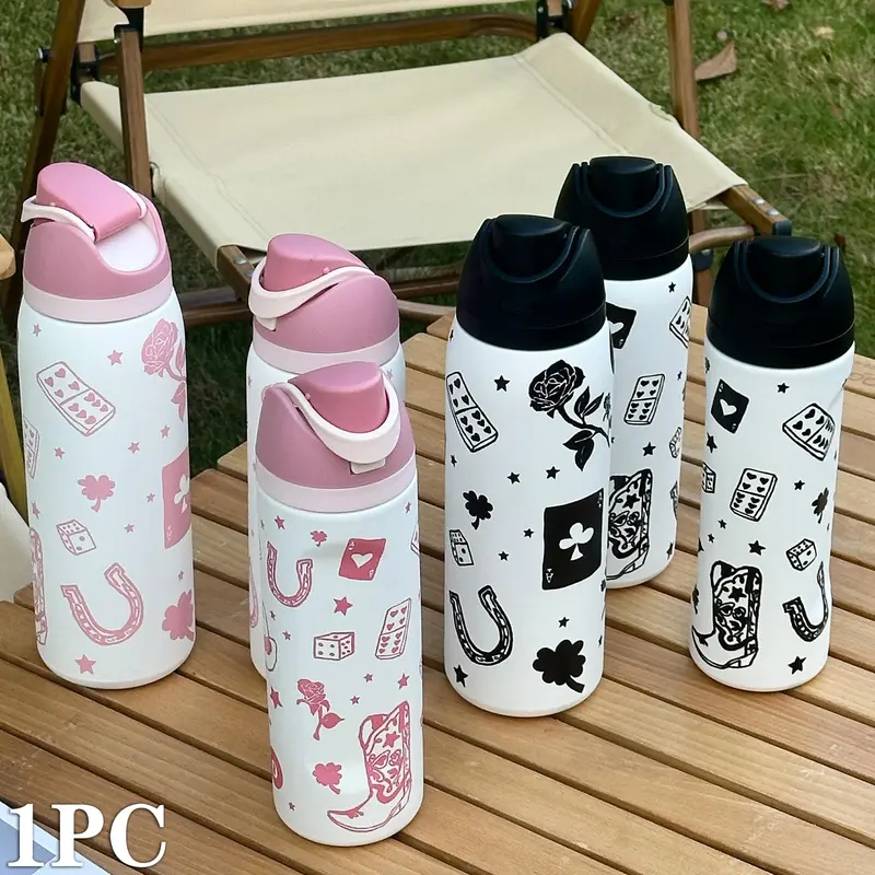 Magic Poker Theme Stainless Steel Insulated Cup, Dual-Layer Thermal Mug, Travel Cup, Outdoor Sports, Gift Idea, Vacuum Insulated Drinkware, Travel Mugs Insulated For Hot And Cold